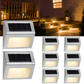8-Pack Solar Powered Step Lights, Warm Glow Outdoor Lighting for Garden and Patio Stairs