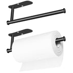 2-Pack Matte Black Adhesive Paper Towel Racks, Under Cabinet and Wall Mount Tissue Bar for Kitchen and Bathroom