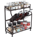 3-Tier Black Metal Spice Rack - Countertop Kitchen Organizer, Standing Jars & Bottle Storage Holder