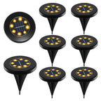 8 Pack Solar Ground Lights, 8 LED Waterproof Solar Disk Lights, IP65 Outdoor Landscape Lighting for Garden, Pathway, Yard & Walkway (Cool White/Warm White)
