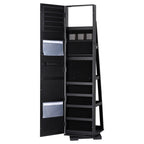 360Â° Swivel Jewelry Cabinet Armoire with Full-Length Mirror - Lockable Jewelry Organizer with Rear Storage Shelves & Large Capacity Makeup Storage, Black