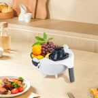 Multifunctional Vegetable Cutter with Draining Basket, 7-in-1 Manual Food Chopper, Slicer & Grater Set with Drain Bowl for Kitchen