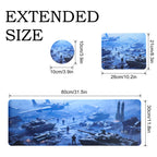 3-Piece Military Combat Desk Mat Set, Tank & Battlefield Extended Gaming Mouse Pad with Coaster