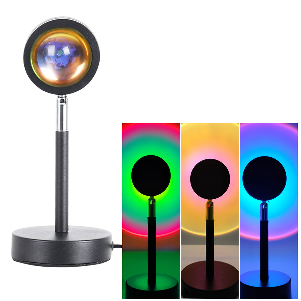 Rainbow sunset lights. Decorative light, photo light, ambient light. 1pcs sunset projection light, 360 degree rotating sunset projection floor lamp, romantic LED rainbow ambient night light for bedroom living room party bar store, USB charging.