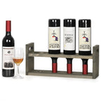 Countertop 4-Bottle Wood Wine Holder, Pre-Assembled Bottle Display Stand for Kitchen Cabinets and Home Bars