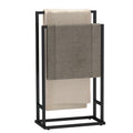 Matte Black Dual-Bar Towel Rack | Freestanding Hand Towel & Blanket Drying Stand