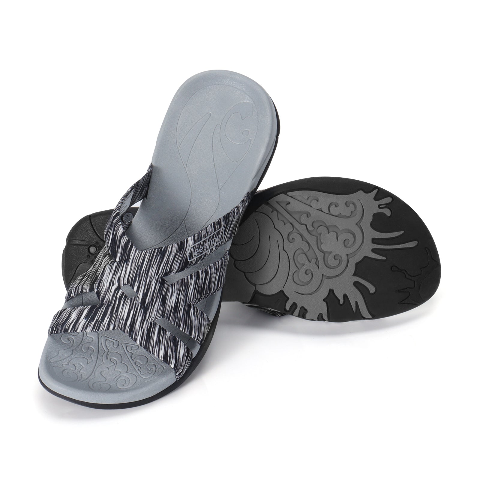 Orthotic Arch Support Slides for Men, Plantar Fasciitis Relief Comfort Walking Slippers, Flexible Waterproof Open Toe Sandals with Deep Heel Cup for Indoor Outdoor Beach Use