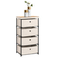 4-Drawer Bedroom Storage Tower, Compact Fabric Organizer Unit and Clothing Chest of Drawers