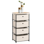 4-Drawer Bedroom Storage Tower, Compact Fabric Organizer Unit and Clothing Chest of Drawers