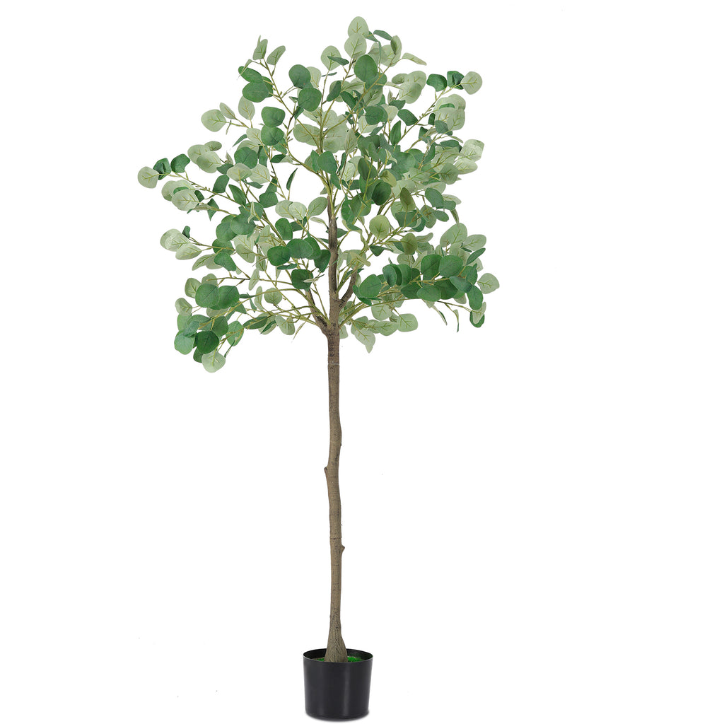 6FT Tall Artificial Eucalyptus Tree - Realistic Faux Silk Potted Plant for Indoor Decor