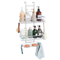 Behind the door, hanging, stainless steel, bathroom metal shelves hanging from the shower screen, shower basket shelves without drilling, bathroom storage shelves with hooks