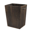 Wooden Waste Bin with Integrated Dual Metal Handles, Versatile Garbage Pail for Home or Office Use, Dark Brown/Gray-White