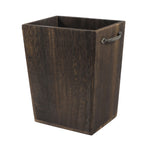 Wooden Waste Bin with Integrated Dual Metal Handles, Versatile Garbage Pail for Home or Office Use, Dark Brown/Gray-White