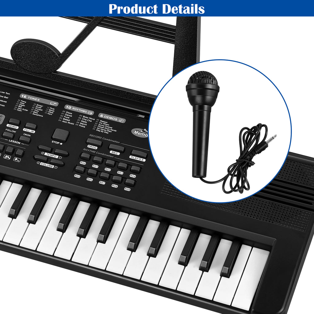 Piano Keyboard for Beginners, 61 Keys Portable Electronic Digital Piano with Microphone & LCD Screen, Learning Educational Music Keyboard Piano Gifts