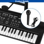 Piano Keyboard for Beginners, 61 Keys Portable Electronic Digital Piano with Microphone & LCD Screen, Learning Educational Music Keyboard Piano Gifts