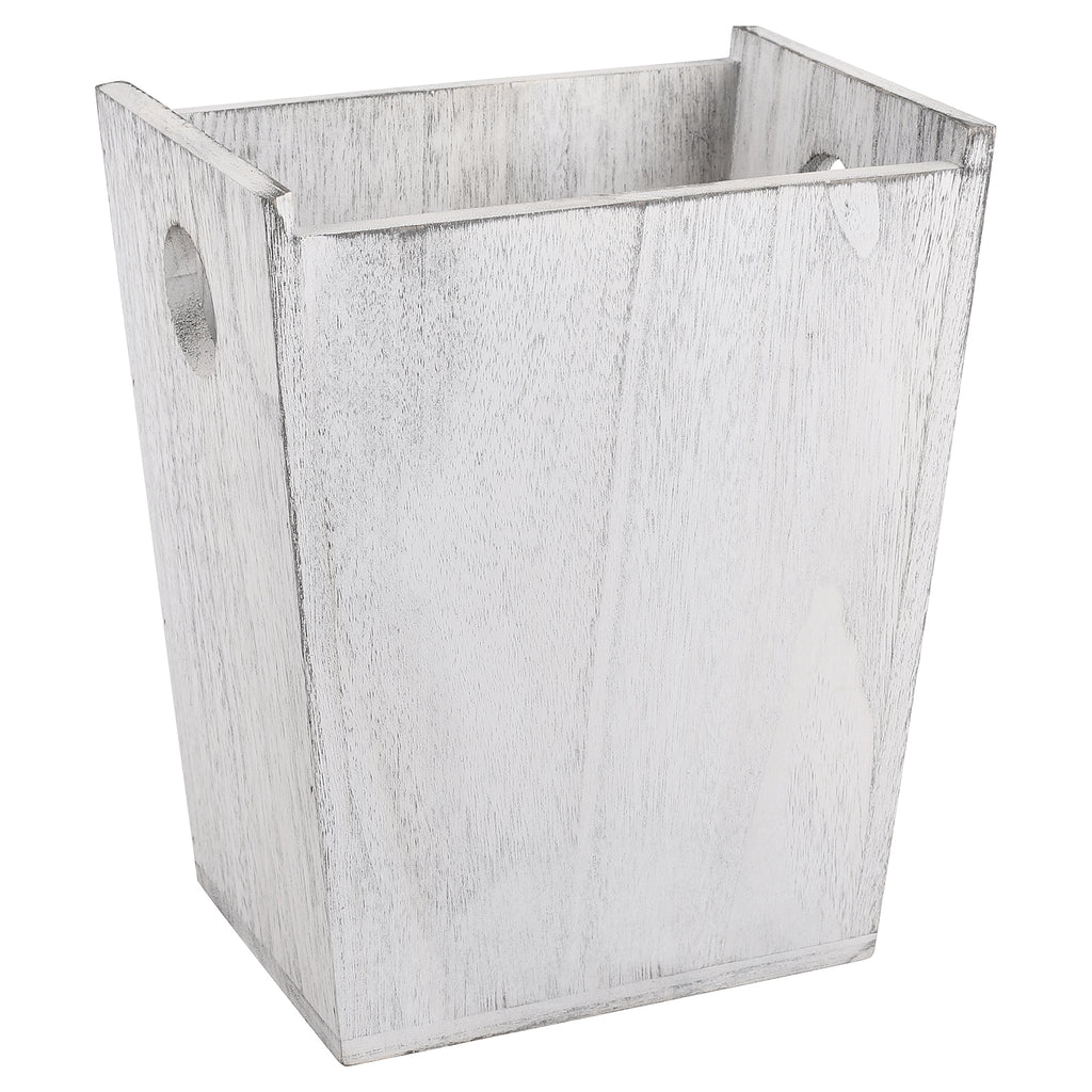 Farmhouse Garbage Can Bathroom Trash Can Wood Waste Bin with Handles Waste Basket for Office Decorative Rectangular Trash Containers Wastebaskets Storage for Living Room Kitchen