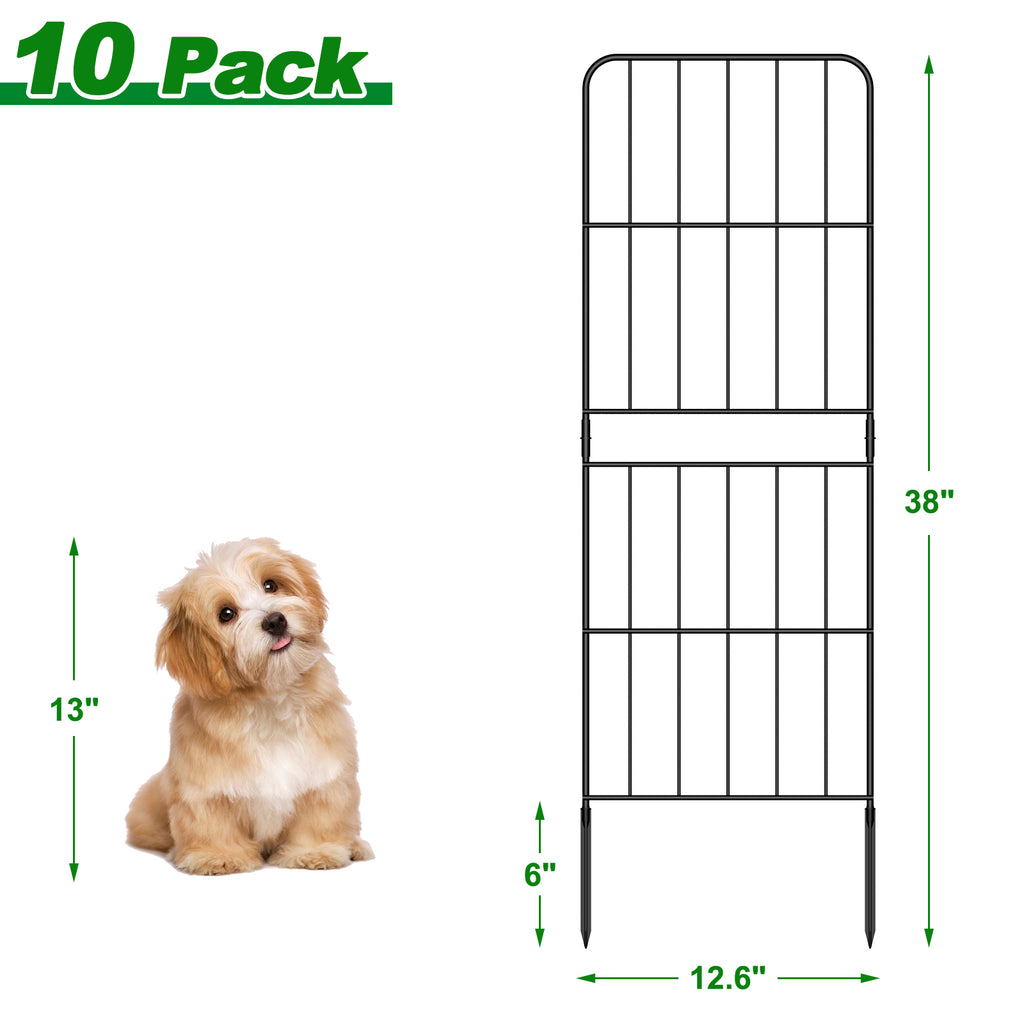 10PCS Decorative Garden Fence with Plastic Stakes Rustproof Metal Animal Barrier