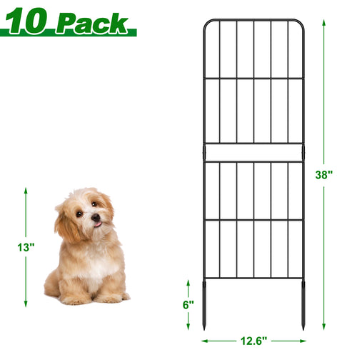 10PCS Decorative Garden Fence with Plastic Stakes Rustproof Metal Animal Barrier