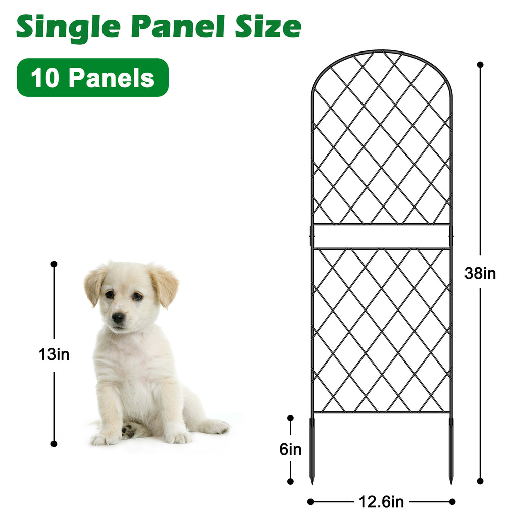 Decorative Garden Fence 10 Pack, 37. 5in(H) x 10ft(L) Animal Barrier Fence, Rustproof Metal Fencing for Yard, Dog Rabbits Wire Section Garden Edging Border for Yard Patio Garden, Arched
