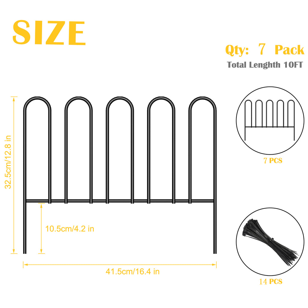 Garden Fence 7 Panels Small Garden Border 10ft(L) Animal Barrier Fence Rustproof Metal Fence Panels No Dig Decorative Garden Fencing for Dogs Little Flower Bed Edging Borders for Yard Patio Outdoor