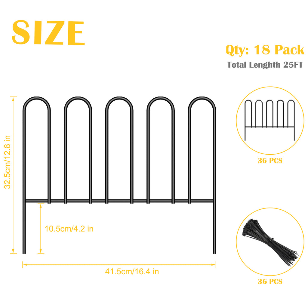 Garden Fence 7 Panels Small Garden Border 10ft(L) Animal Barrier Fence Rustproof Metal Fence Panels No Dig Decorative Garden Fencing for Dogs Little Flower Bed Edging Borders for Yard Patio Outdoor