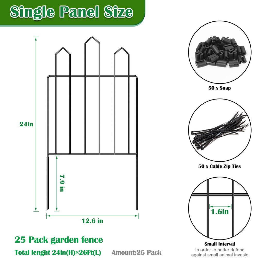 10 Pcs Decorative Garden Fences, 22''H x 10'L, Garden Fence Edging, Animal Barrier Fence, Flower Bed Fence, for Outdoor Patio Garden