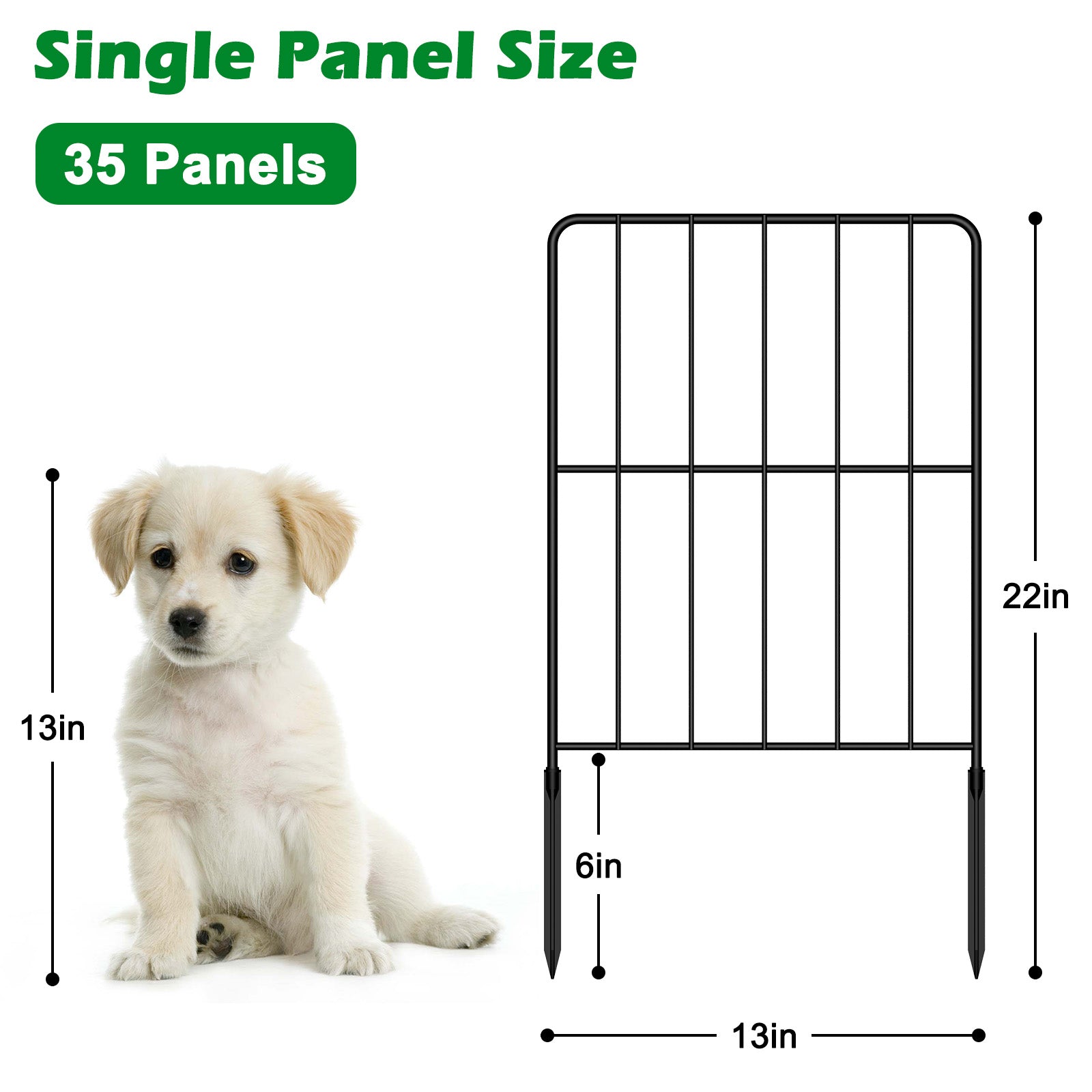 35-Pack Square Garden Fence, 22"H x 37ft L Rust-Resistant Metal Animal Barrier for Large Yards