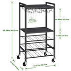 Compact Mobile Wine Bar and Beverage Cart with Glassware Racks and Integrated Bottle Storage for Kitchen and Dining Areas