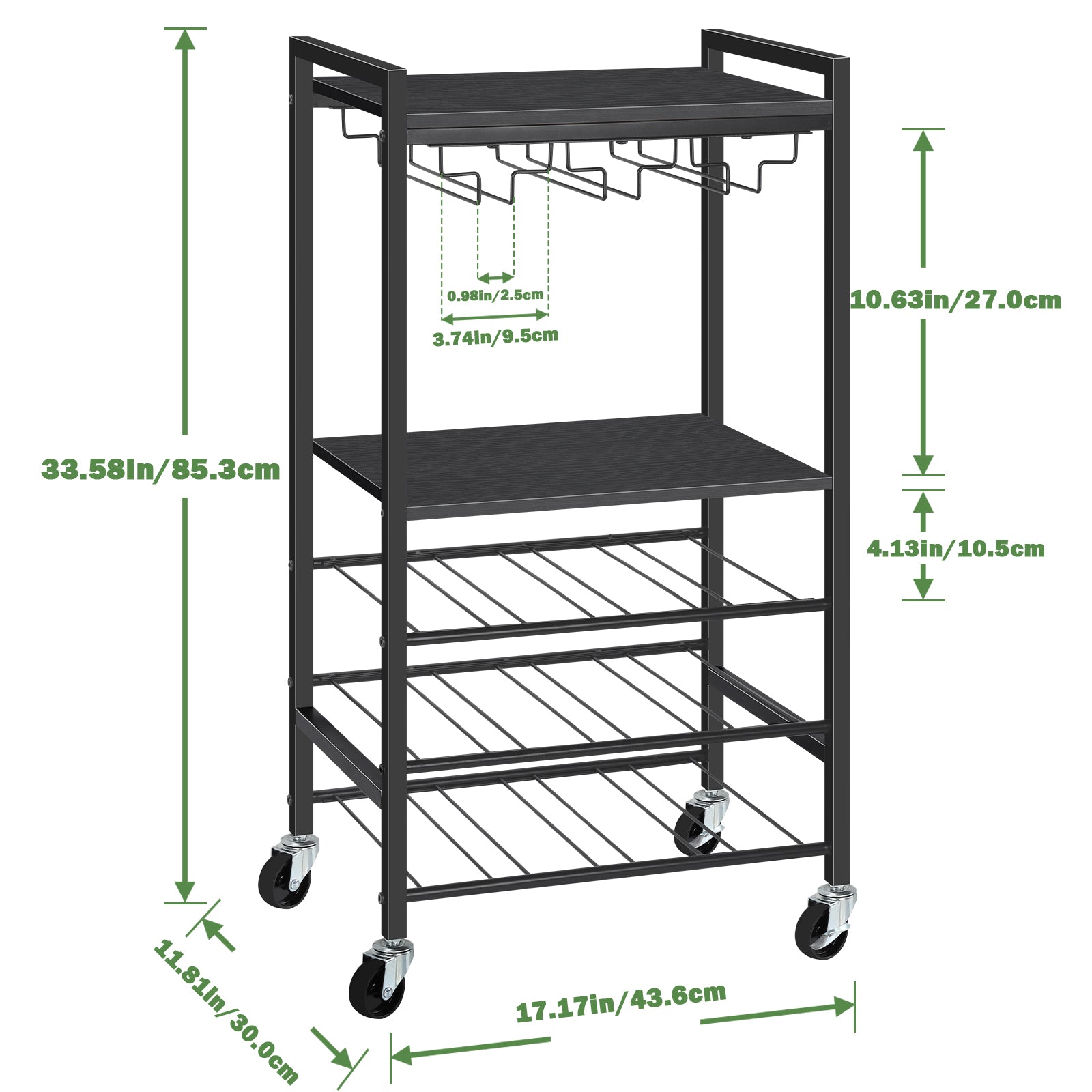 Compact Mobile Wine Bar and Beverage Cart with Glassware Racks and Integrated Bottle Storage for Kitchen and Dining Areas