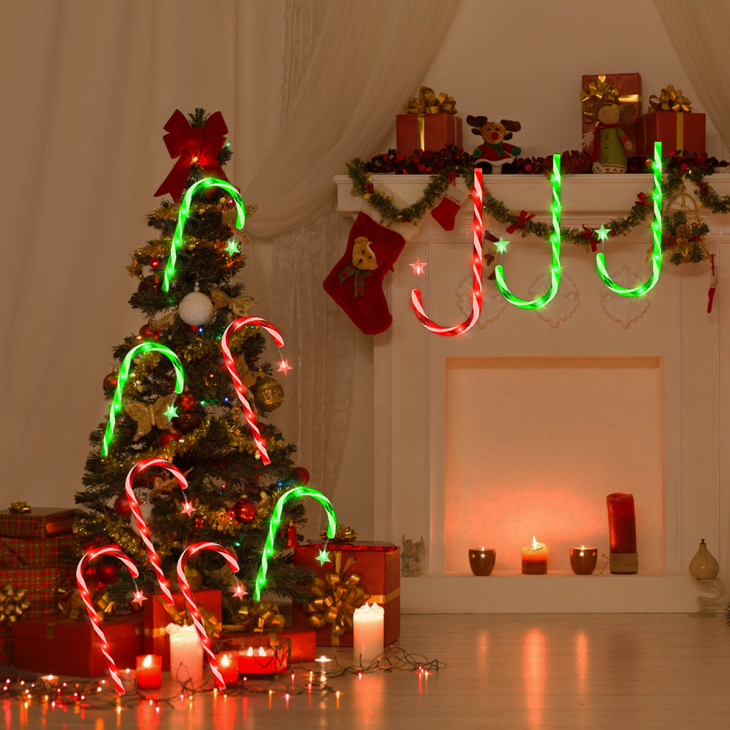 10 Pack 21" Christmas Candy Cane Pathway Lights - Waterproof Outdoor Decorations w/ 8 Modes