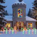 10 Pack 21" Solar Candy Cane Lights w/ Remote - Waterproof Outdoor Christmas Pathway Markers