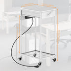 Computer Tower Stand w/ Charging Station - 2 Tier PC Holder Cart, Printer Stand & Storage Drawer, White