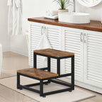 2-Tier High-Capacity Stool | 500lb Load-Bearing Bedside & Kitchen Step with Rustic Wood
