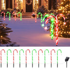 10 Pack 21" Solar Candy Cane Lights w/ Remote - Waterproof Outdoor Christmas Pathway Markers