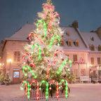 10 Pack 21" Solar Candy Cane Lights w/ Remote - Waterproof Outdoor Christmas Pathway Markers