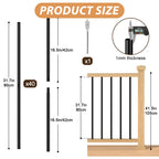 40 Pack 32" Metal Deck Balusters - 3/4" Hollow Round Deck Railing Kit for Stairs & Porches, Black