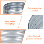 3 Pack Round Galvanized Raised Garden Bed (2x2x1ft) - Silver Metal Planter Box for Vegetables & Herbs