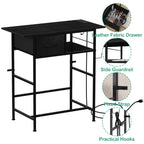 31" Modern Makeup Vanity Table - Small Writing Desk with Built-in Charging Station & Drawer, Black,