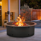 33-Inch Outer Diameter Round Fire Pit Ring Insert - DIY Metal Steel Liner for Wood Burning Bonfires