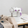 Portable Mini Sewing Machine for Beginners, 2-Speed Compact Electric Sewing Machine with Built-in Light & Foot Pedal, Lightweight Sewing Kit for Home, Travel & DIY Projects