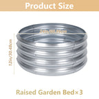3 Pack Round Galvanized Raised Garden Bed (2x2x1ft) - Silver Metal Planter Box for Vegetables & Herbs