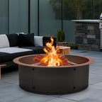 33-Inch Outer Diameter Round Fire Pit Ring Insert - DIY Metal Steel Liner for Wood Burning Bonfires