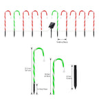 10 Pack 21" Solar Candy Cane Lights w/ Remote - Waterproof Outdoor Christmas Pathway Markers