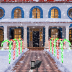 10 Pack 21" Christmas Candy Cane Pathway Lights - Waterproof Outdoor Decorations w/ 8 Modes