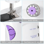 Portable Mini Sewing Machine for Beginners, 2-Speed Compact Electric Sewing Machine with Built-in Light & Foot Pedal, Lightweight Sewing Kit for Home, Travel & DIY Projects