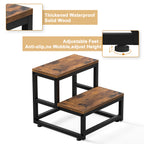 2-Tier High-Capacity Stool | 500lb Load-Bearing Bedside & Kitchen Step with Rustic Wood
