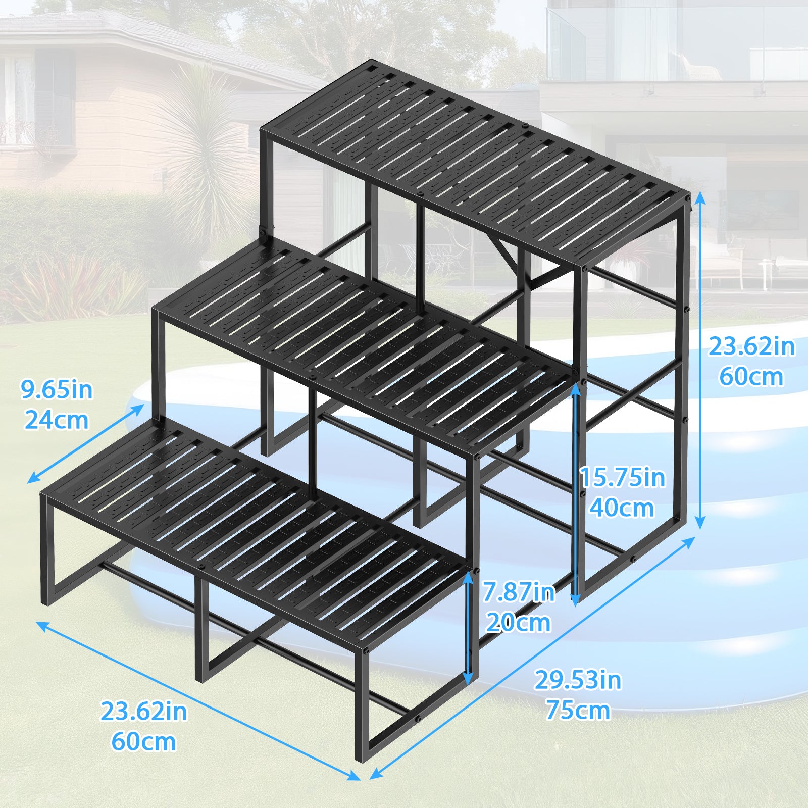 3 Steps RV Stairs - Non-Slip Hot Tub Steps & Portable Outdoor Ladder for Pool, Mobile Home, Campers