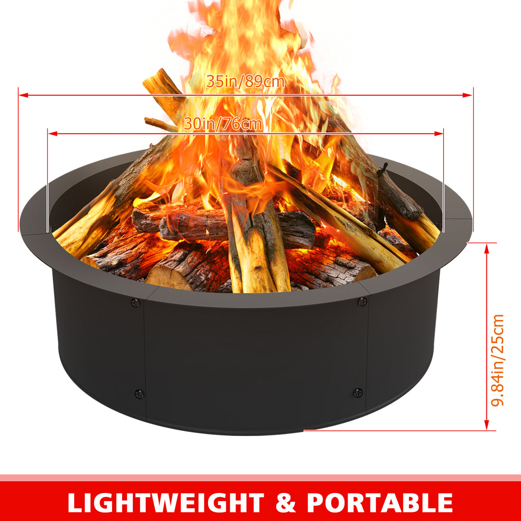 33-Inch Outer Diameter Round Fire Pit Ring Insert - DIY Metal Steel Liner for Wood Burning Bonfires