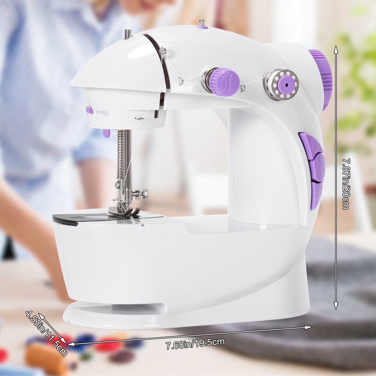 Portable Mini Sewing Machine for Beginners, 2-Speed Compact Electric Sewing Machine with Built-in Light & Foot Pedal, Lightweight Sewing Kit for Home, Travel & DIY Projects