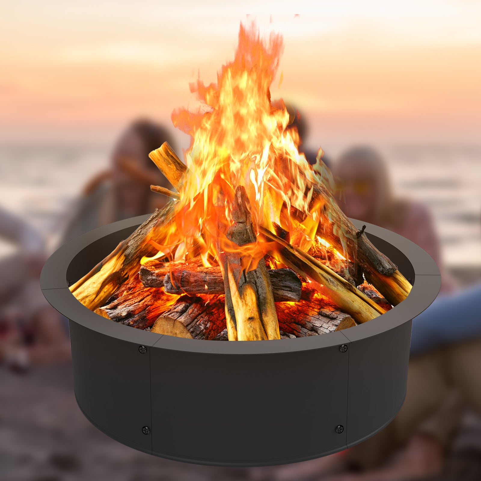 33-Inch Outer Diameter Round Fire Pit Ring Insert - DIY Metal Steel Liner for Wood Burning Bonfires